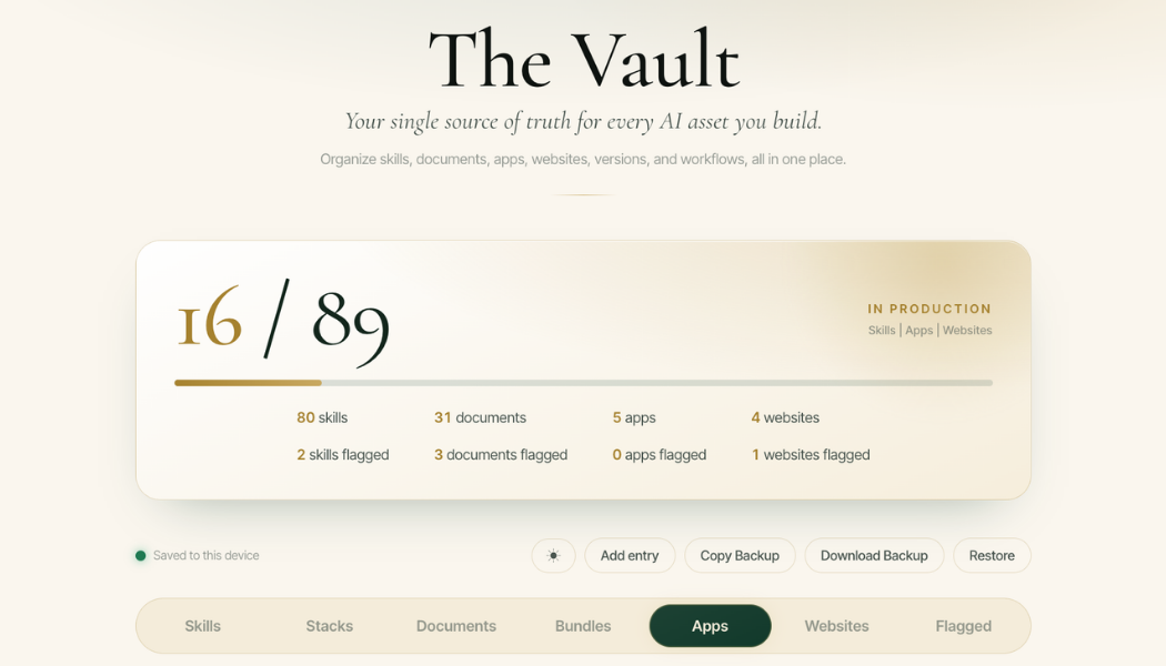 The Vault dashboard